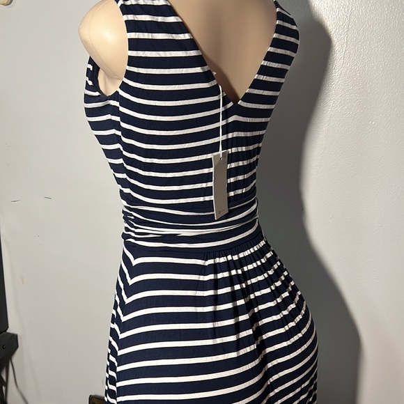 Boden Navy & White Stripes Sleeveless V-Neck Maxi Dress - Picture 4 of 6